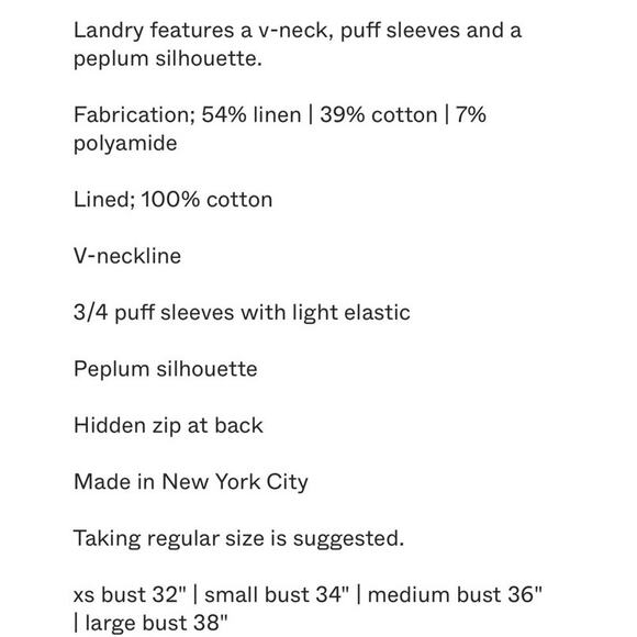 Hunter Bell Pink Blue Striped Linen Blend Landry Puff Blouse Top Size Medium - Picture 7 of 7